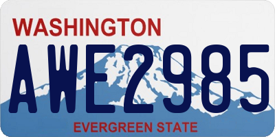 WA license plate AWE2985