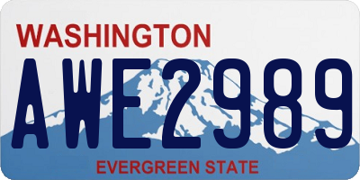 WA license plate AWE2989