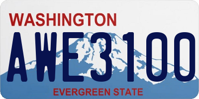 WA license plate AWE3100