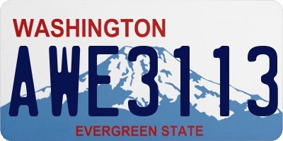 WA license plate AWE3113