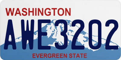 WA license plate AWE3202