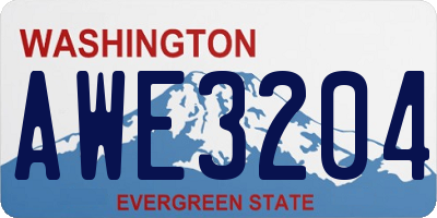 WA license plate AWE3204