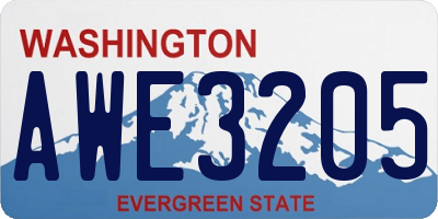WA license plate AWE3205