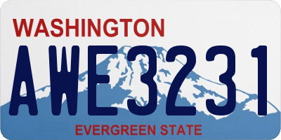 WA license plate AWE3231