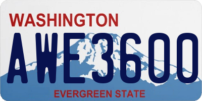 WA license plate AWE3600