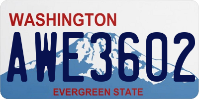 WA license plate AWE3602