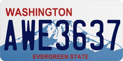 WA license plate AWE3637