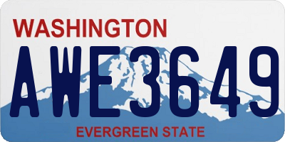 WA license plate AWE3649