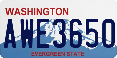 WA license plate AWE3650