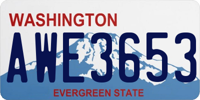 WA license plate AWE3653