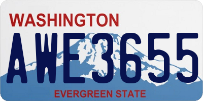 WA license plate AWE3655