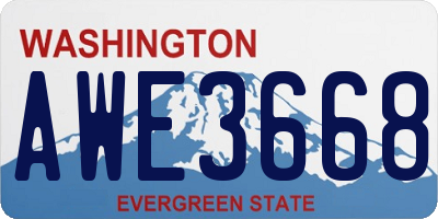 WA license plate AWE3668