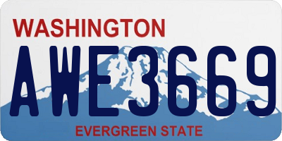 WA license plate AWE3669