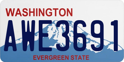 WA license plate AWE3691