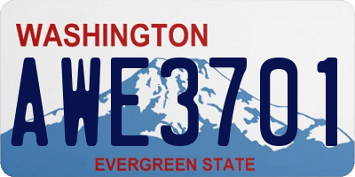 WA license plate AWE3701
