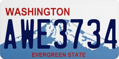 WA license plate AWE3734