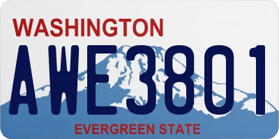 WA license plate AWE3801