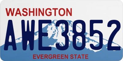 WA license plate AWE3852