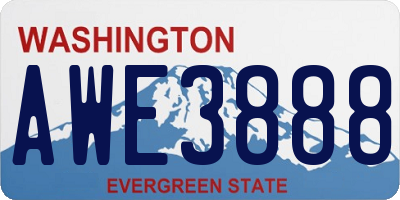 WA license plate AWE3888