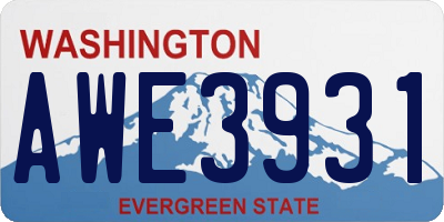 WA license plate AWE3931