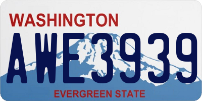 WA license plate AWE3939