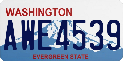 WA license plate AWE4539