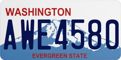 WA license plate AWE4580