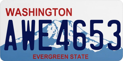 WA license plate AWE4653