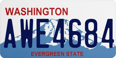 WA license plate AWE4684