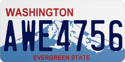 WA license plate AWE4756