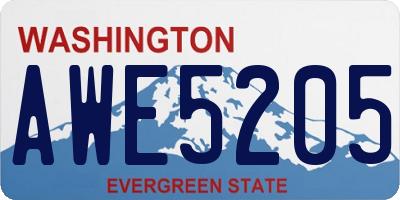WA license plate AWE5205