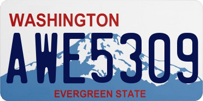 WA license plate AWE5309