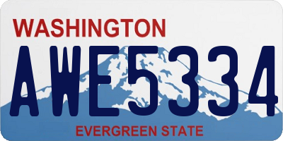 WA license plate AWE5334