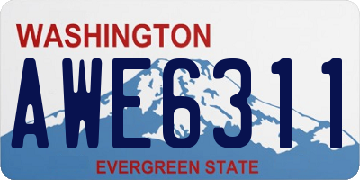 WA license plate AWE6311