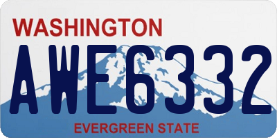 WA license plate AWE6332