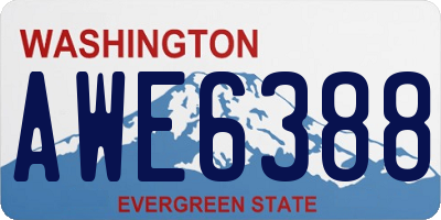WA license plate AWE6388