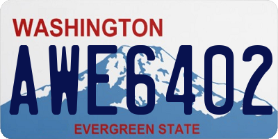 WA license plate AWE6402