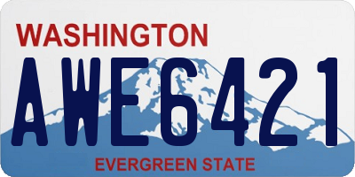 WA license plate AWE6421