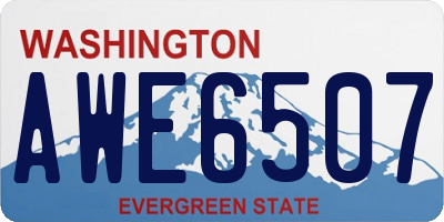 WA license plate AWE6507