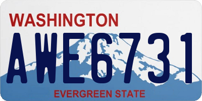 WA license plate AWE6731