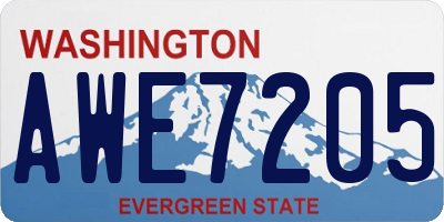 WA license plate AWE7205