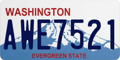 WA license plate AWE7521