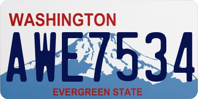 WA license plate AWE7534