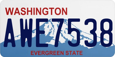 WA license plate AWE7538