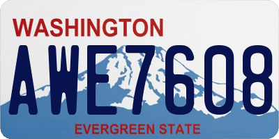 WA license plate AWE7608