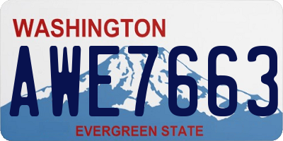 WA license plate AWE7663