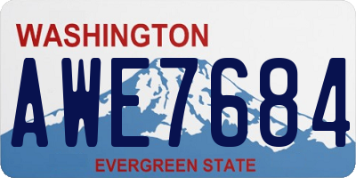 WA license plate AWE7684