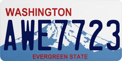 WA license plate AWE7723