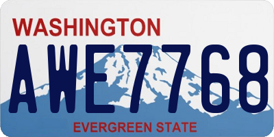WA license plate AWE7768