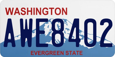 WA license plate AWE8402